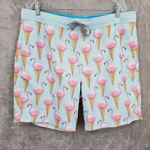 Trinity Collective Board Short Swim Trunks XXL Blue Pink Flamingo Ice Cream Cone